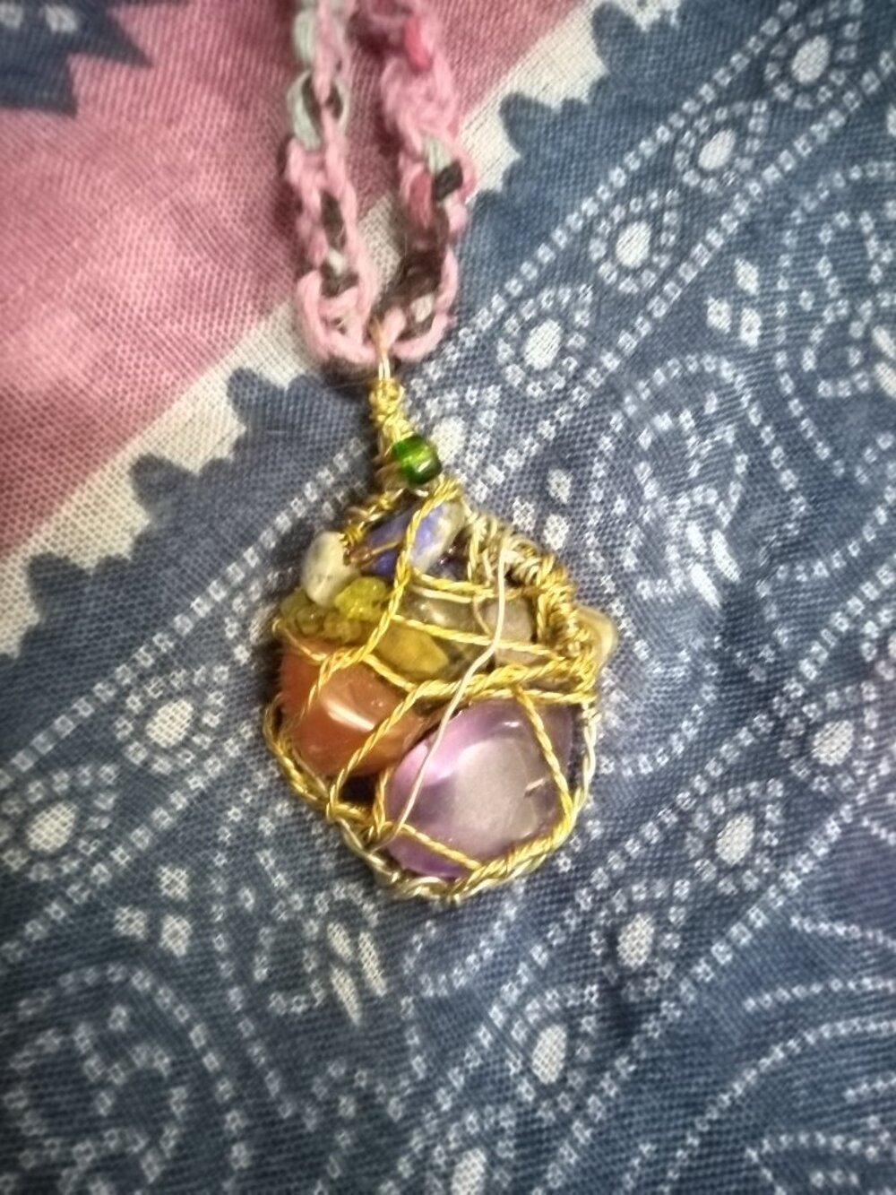 Handmade gemstone/ hemp necklace